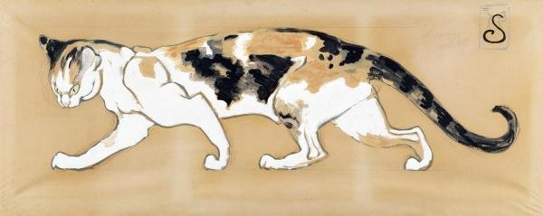 THEOPHILE STEINLEN - THE CAT - Giclée on Canvas: THEOPHILE STEINLEN - THE CAT - Giclée on Canvas 36 x 14 3/8 in.