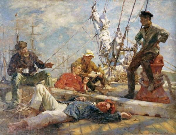 HENRY SCOTT TUKE - THE MIDDAY REST - Giclée on Canvas: HENRY SCOTT TUKE - THE MIDDAY REST - Giclée on Canvas 36 x 27 5/8 in.