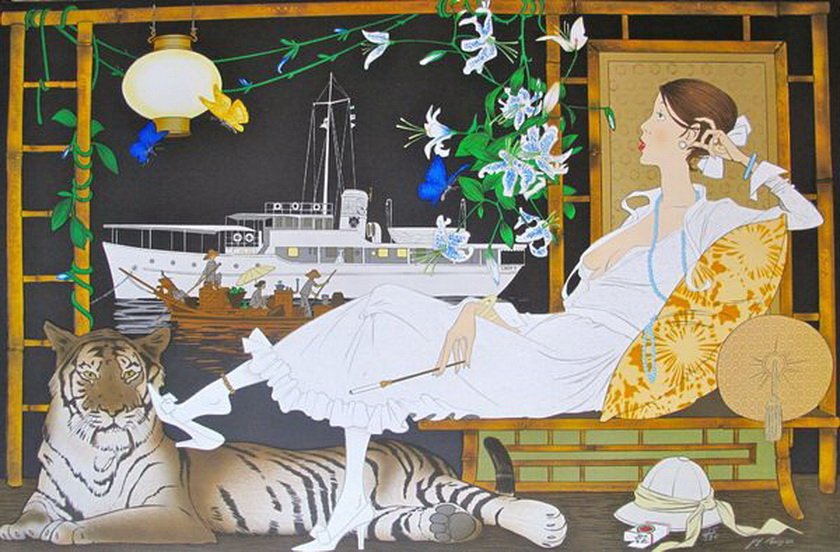 PHILIPPE NOYER LA BLANC YACHT HAND SIGNED LIMITED ED.: Limited Edition Hand Signed Lithograph By Philippe Noyer Titled "La Blanc Yacht". Medium: Lithograph On Thick Arches Paper [hand Signed And Numbered By The Artist]. Edition Size: 325. Image Measures 3