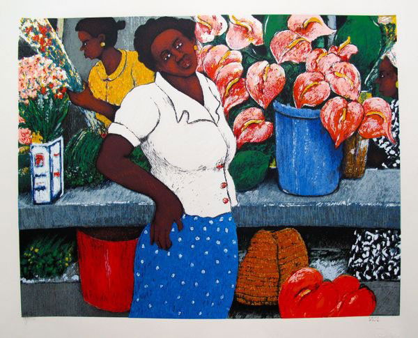 DAVID AZUZ TROPICAL FLOWERS HAND SIGNED LIMITED ED.: You Will Be Bidding On A Hand Signed Lithograph By David Azuz Titled "Tropical Flowers". Published In 1979, Copyrighted By H. Geller. Beautiful Art Piece On Deluxe Thick Paper. Paper Measures: 25" X 3