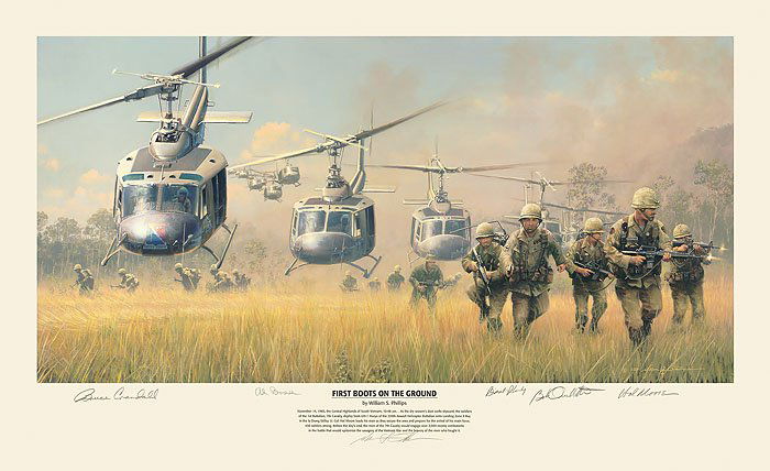 HAND SIGNED - WILLIAM S. PHILLIPS - FIRST BOOTS ON THE: First Boots On The Ground - By William S. Phillips - Hand Signed - Limited Edition Print - Image Size: 28"w X 14"h. Edition Size:800