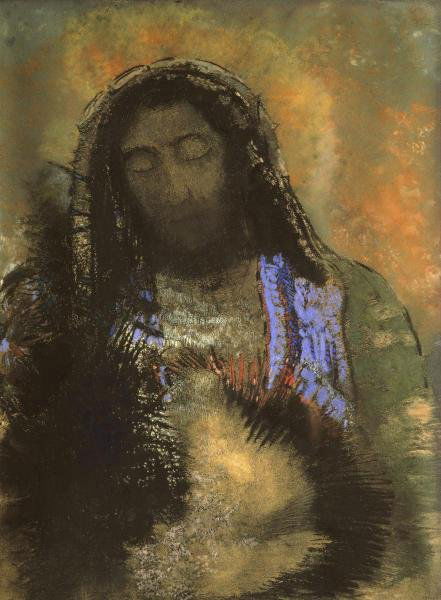 ODILON REDON - CHRIST OF THE SACRED HEART - Giclée on: ODILON REDON - CHRIST OF THE SACRED HEART - Giclée on Canvas 26 1/2 x 36 in. - A Giclée Print Is The Highest Quality Print Available Today. Because There Is No Visible Dot Screen Pattern, The Result