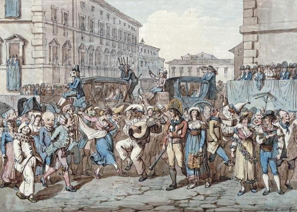 BARTOLOMEO PINELLI - CARNEVALE A ROMA - Giclée on: BARTOLOMEO PINELLI - CARNEVALE A ROMA - Giclée on Canvas 36 x 25 7/8 in. - A Giclée Print Is The Highest Quality Print Available Today. Because There Is No Visible Dot Screen Pattern, The Resulting