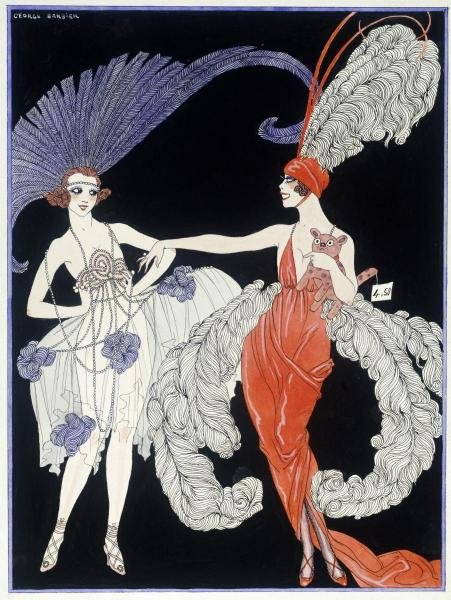 GEORGES BARBIER - THE PURCHASE - Giclée on Canvas: GEORGES BARBIER - THE PURCHASE - Giclée on Canvas 27 1/8 x 36 in. - A Giclée Print Is The Highest Quality Print Available Today. Because There Is No Visible Dot Screen Pattern, The Resulting Image H