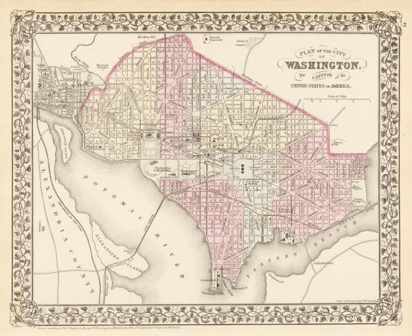 SAMUEL AUGUSTUS MITCHELL - WASHINGTON, D.C., 1880 -: SAMUEL AUGUSTUS MITCHELL - WASHINGTON, D.C., 1880 - Giclée on Canvas 36 x 29 1/2 in. - A Giclée Print Is The Highest Quality Print Available Today. Because There Is No Visible Dot Screen Pattern, Th