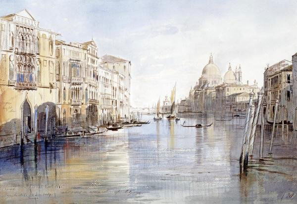 EDWARD LEAR - THE GRAND CANAL, WITH SANTA MARIA DELLA: EDWARD LEAR - THE GRAND CANAL, WITH SANTA MARIA DELLA SALUTE, VENICE, ITALY - Giclée on Canvas 36 x 24 7/8 in. - A Giclée Print Is The Highest Quality Print Available Today. Because There Is No Visi