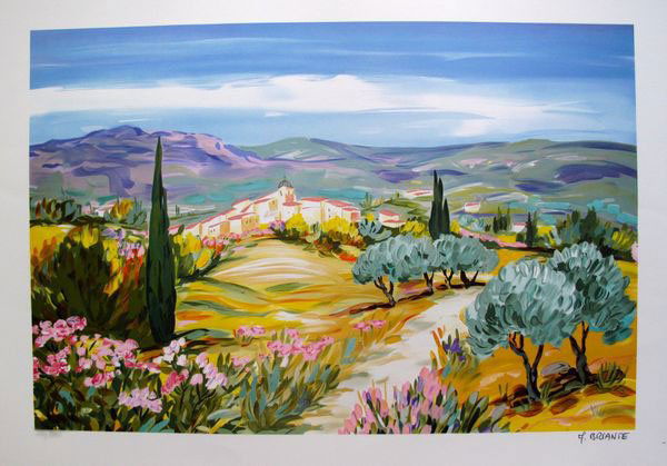 ANNE-MARIE BRIANTE HIDDEN BUNGALOW LIMITED ED. HAND: This Is A Lithograph By French Artist Anne-marie Briante Titled "Hidden Bungalow". This Subject Is Hand Signed By The Artist And Pencil Numbered 13/390. Image Measures 16" X 23.5". Paper Measures 22"