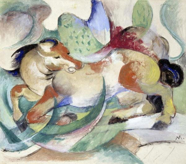 FRANZ MARC -JUMPING HORSE - GICLÉE ON CANVAS: Franz Marc -jumping Horse - Giclée On Canvas -44 X 38 3/4 In. - A Giclée Print Is The Highest Quality Print Available Today. Because There Is No Visible Dot Screen Pattern, The Resulting Image Has A