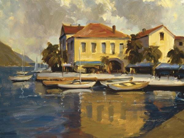 HOWARD CARR - PORTO ITALIANO - GICLÉE ON CANVAS: Howard Carr - Porto Italiano - Giclée On Canvas 48 X 36 In. - A Giclée Print Is The Highest Quality Print Available Today. Because There Is No Visible Dot Screen Pattern, The Resulting Image Has All