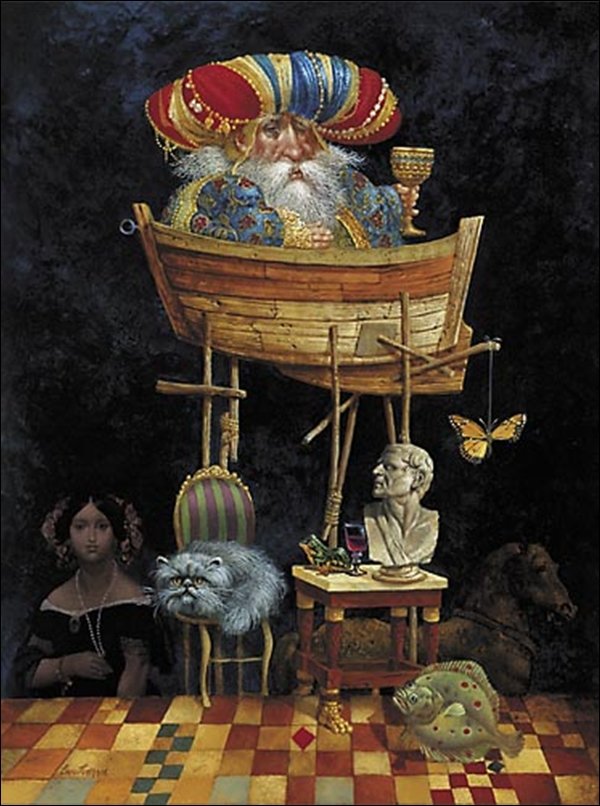 HAND SIGNED - JAMES C. CHRISTENSEN - MONARCH OF ALL HE: Monarch Of All He Surveys - By James C. Christensen - Hand Signed - Limited Edition Print - Image Size: 10 1/2"w X 14"h. Edition Size:750