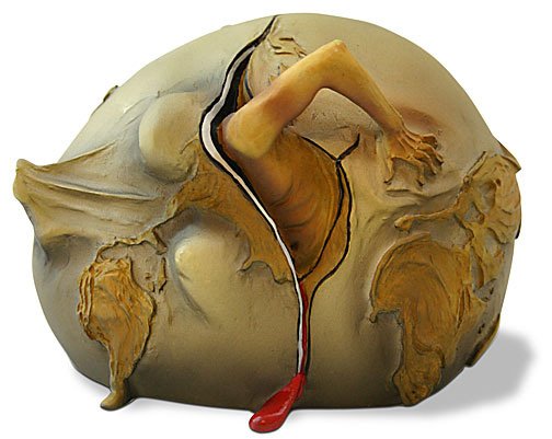 GEOPOLITICAL CHILD WATCHES BIRTH OF NEW HUMAN BY: Geopolitical Child Watches Birth Of New Human By Salvador Dali - Small - Size: 3.5 In. X 2.5 In. X 2.5 In. Item Type: Statue Material: Resin With Hand-painted Color Details Weight (lbs): 3.8 Lbs - - W