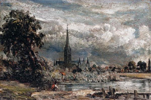 JOHN CONSTABLE - SALISBURY CATHEDRAL - GICLÉE ON: John Constable - Salisbury Cathedral - Giclée On Canvas 36 X 23 3/4 In. - A Giclée Print Is The Highest Quality Print Available Today. Because There Is No Visible Dot Screen Pattern, The Resulting I