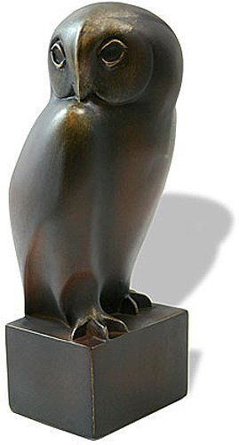 OWL GRANDE BY POMPON, LARGE: Owl Grande By Pompon, Large - Size: 9 1/2 In. X 4 1/4 In. X 3 1/2 In. Item Type: Statue Material: Bonded Bronze Weight (lbs): 4.6 Lbs - - Francois Pompon (1855-1933), French Sculptor, Student Of Rodin