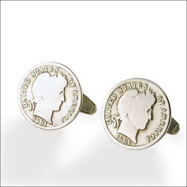 VINTAGE DIME STERLING SILVER CUFFLINKS: Vintage Dime Sterling Silver Cufflinks---metal: Sterling Silver---