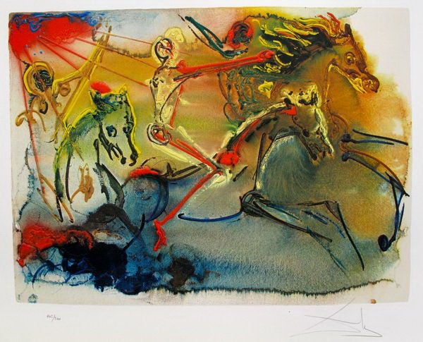 SALVADOR DALI CAVALIER DE L'APOCALYPSE SIGNED LIMITED: Salvador Dali Lithograph Titled "Cavalier De L'apocalypse , 1970. Made On Arches Archival Quality Paper, Hand Signed In Pencil By Dali, Pencil Numbered From A Limited Edition Of 900. Image Size Is 17"