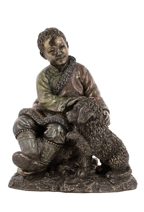TIBETAN - BRONZE: Tibetan - Boy &tibetan Mastiff - Material - Bronze - Size - 5 1/2