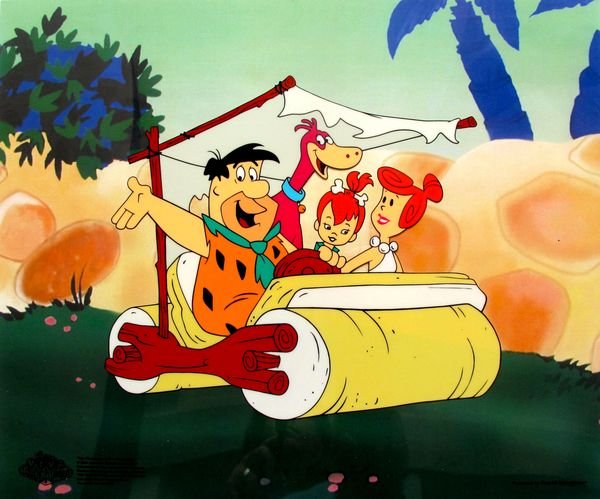 THE FLINTSTONES FAMILY OUTING ANIMATION SERICEL: Limited Edition Sericel Of The Flintstones Titled "Family Outing". This Fantastic Animation Features Fred, Wilma, Pebbles And Dino As They Appeared In The Animated Cartoon Feature "Viva Rock Vegas". T