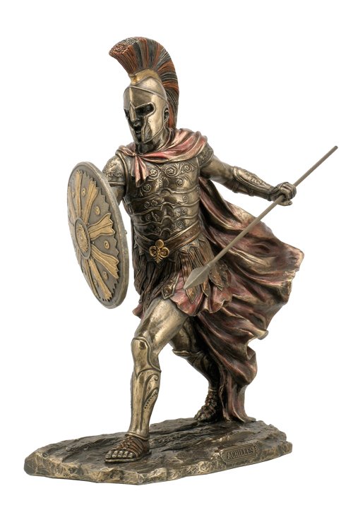 ACHILLES WITH SPEAR & SHIELD - BRONZE: Achilles With Spear & Shield - Material - Cold Cast Bronze - Size - 11 3/8