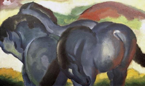 FRANZ MARC -LITTLE BLUE HORSES - GICLÉE ON CANVAS: Franz Marc -little Blue Horses - Giclée On Canvas -44 X 26 1/4 In. - A Giclée Print Is The Highest Quality Print Available Today. Because There Is No Visible Dot Screen Pattern, The Resulting Image