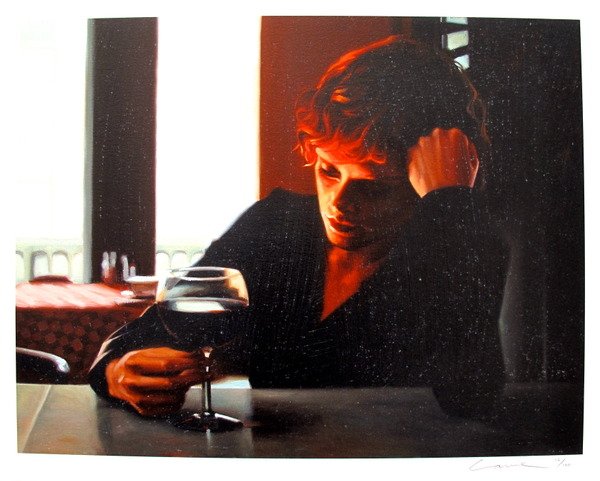 CARRIE GRABER A TASTE OF MERLOT HAND SIGNED GICLEE ON: Limited Edition Original Hand Signed Giclee On Thick Paper By Carrie Graber Titled “a Taste Of Merlot”. Please Note- We Are Selling This Piece At A Deep Discount Since It Has Some Speckling On The