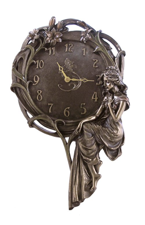 LILY & LADY CLOCK - BRONZE: Lily & Lady Clock - Material - Cold Cast Bronze - Size - 19 1/2