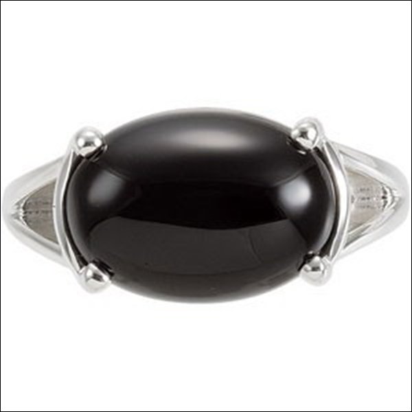 BLACK ONYX RING: Black Onyx Ring---metal: Sterling Silver-stones: Black Onyx 10 X 14mm--
