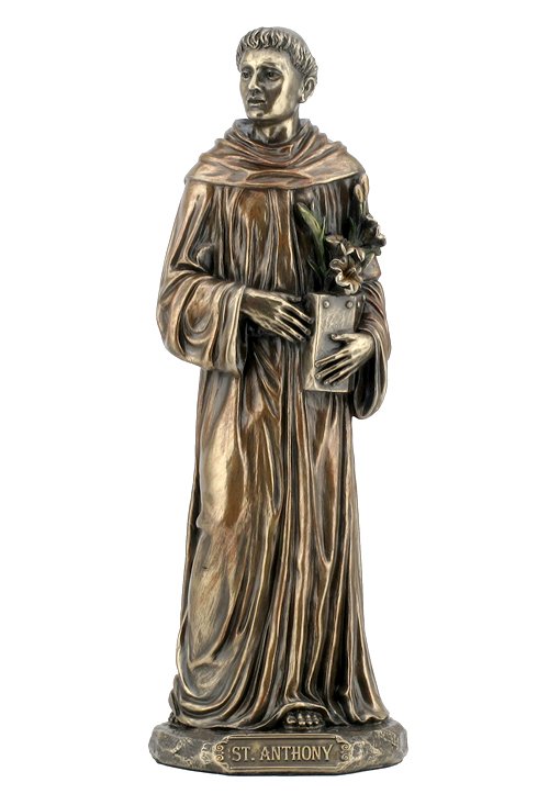 ST. ANTHONY - BRONZE: St. Anthony - Material - Poly Stone - Size - 8 1/4