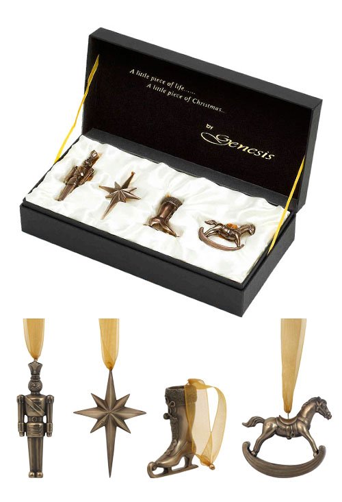 CHRISTMAS TREE ORNAMENTS - BRONZE: Christmas Tree Ornaments - Material - Cold Cast Bronze - Size - 3 7/8