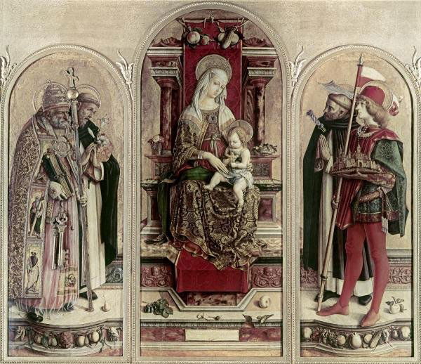 CARLO CRIVELLI - MADONNA & CHILD WITH SAINTS -: Carlo Crivelli - Madonna & Child With Saints - Giclée On Canvas - 30 X 26 In. - A Giclée Print Is The Highest Quality Print Available Today. Because There Is No Visible Dot Screen Pattern, The Resul