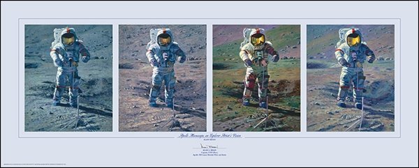 HAND SIGNED - ALAN BEAN - APOLLO MOONSCAPE, AN EXPLORER: Apollo Moonscape, An Explorer Artist´s Vision - By Alan Bean - Hand Signed - Limited Edition Print - Image Size: 35"w X 14"h. Edition Size:200