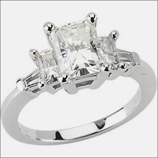 CREATED MOISSANITE AND DIAMOND ENGAGEMENT RING: Created Moissanite And Diamond Engagement Ring - 3.186: DWT - Gram Weight: 4.95 - Metal: 14k White - Finished State: P - Series Description: Created Mois & Dia Eng Ring -