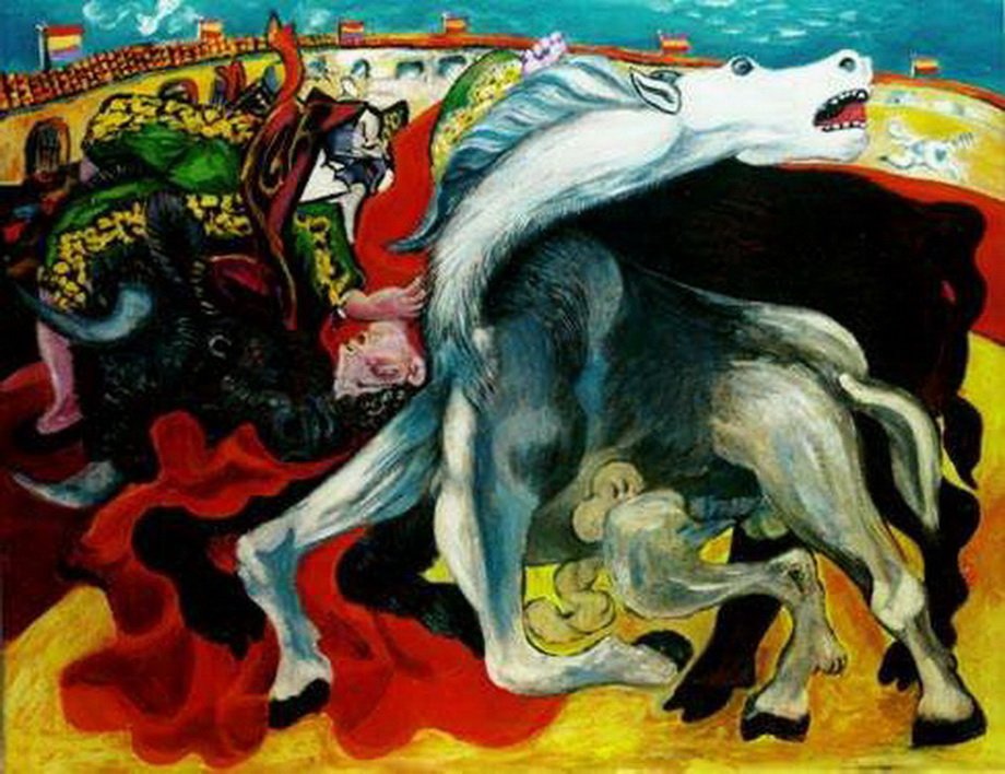 #34 BULL FIGHT, DEATH OF TOREADOR PICASSO ESTATE SIGNED: Pablo Picasso Giclée Lithograph Print Titled "Bull Fight, Death Of Toreador." This Artwork Is Magnificent With Brilliant Rich Colors And Visual Sweep. This Is An Authentic Estate Approved Limited Edi
