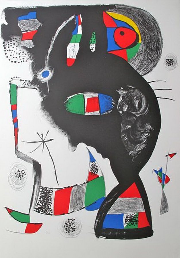 JOAN MIRO 42, RUE BLOMET LTD. EDITION LITHOGRAPH: Joan Miro Stone Lithograph Titled "42, Rue Blomet". This Piece Is From A Limited Edition Of 100 Impressions Printed From The Same Stones And At The Same Time As The Signed Edition Of 100 Impression Dr