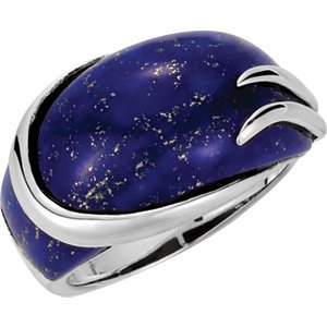 Genuine Lapis Ring: Genuine Lapis Ring - 3.15: DWT - Gram Weight: 4.9 - Metal: Sterling Silver - Finish: P - Series Description: Lapis Ring - :