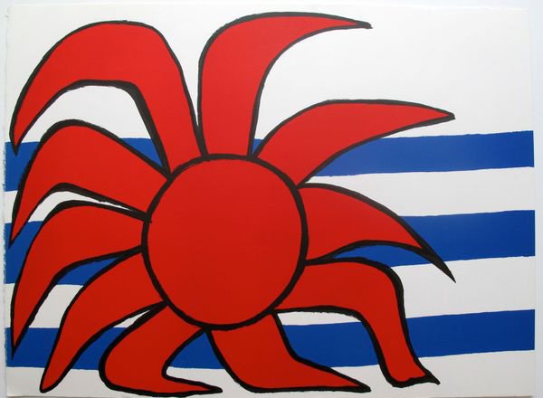 ALEXANDER CALDER SOLEIL SUR LES VAGUES 1973 LITHOGRAPH: Lithograph Titled "Soleil Sur Les Vagues" By Alexander Calder. Beautiful Art Piece On Extra Thick Paper With Gorgeous Vibrant Colors. Sheet Measures 31" X 23". Published In 1973 By Xxe In Paris, Franc