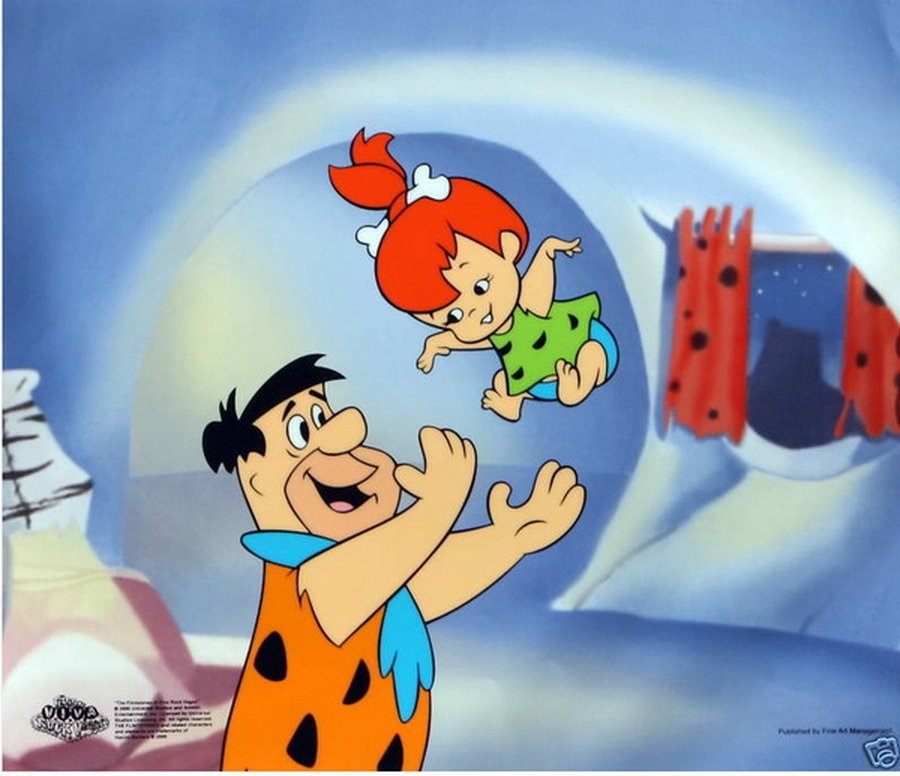 THE FLINTSTONES TOSSING PEBBLES LIMITED ED. SERICEL: Limited Edition Sericel Of The Flintstones Titled "Tossing Pebbles". This Fantastic Animation Features The Flintstones As They Appeared In The Animated Cartoon Feature "Viva Rock Vegas". This Cel Meas