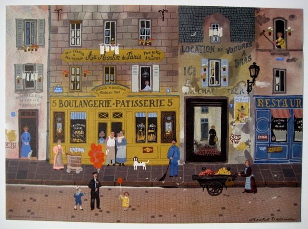 MICHEL DELACROIX PLATE SIGNED AU MOULIN DE PARIS: Michel Delacroix Limited Edition Lithograph Titled "Au Moulin De Paris". This Piece Is Facsimile Signed Which Means It Bears A Copy Of Michel Delacroix Hand Signed Signature. Original Limited Edition 
