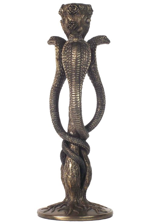 THREE COBRAS CANDLE HOLDER - BRONZE: Three Cobras Candle Holder - Material - Cold Cast Bronze - Size - 10 3/4
