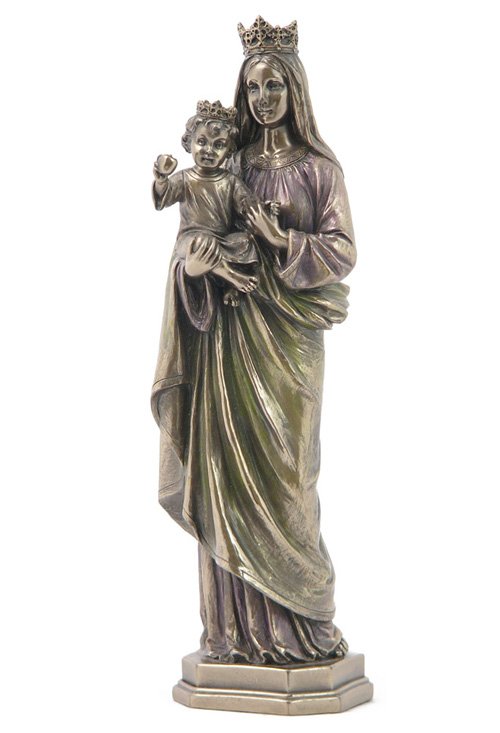 MOTHER MARY HOLDING BABY JESUS - BRONZE: Mother Mary Holding Baby Jesus - Material - Cold Cast Bronze - Size - 10 3/8