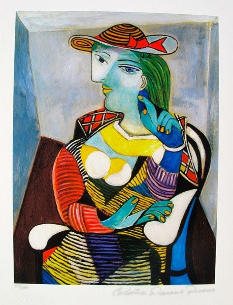 PABLO PICASSO MARIE THERESE WALTER ESTATE SIGNED: Pablo Picasso Small Giclee Titled "Marie Therese Walter". This Piece Is Pencil Signed On The Lower Right As 'collection Domaine Picasso' And Has An Embossed Seal Stamped By The Picasso Estate. Pencil 