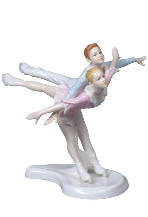 ICE DANCERS - PAIR CAMEL SPIN: Ice Dancers - Pair Camel Spin - Material - Fine Porcelain - Size - 6 3/4