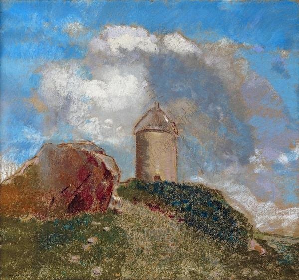 ODILON REDON - LE MOULIN A VENT: Odilon Redon - Le Moulin A Vent - 40 X 37 1/2 In. - Gallery Stretched The Piece Of Art Is Ready To Hang Or Lean Against A Wall, Or Display On An Easel. - A Giclée Print Is The Highest Quality Print A