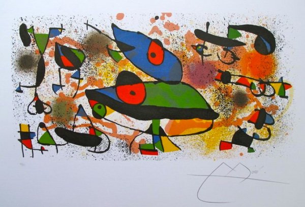 Joan Miro SCULPTURES II Limited Edition Lithograph: This is a Joan Miro first edition lithograph titled "SCULPTURES II". This piece is facsimile or plate signed on the lower right which means it has a copy of Miro's signature. Pencil numbered from a li