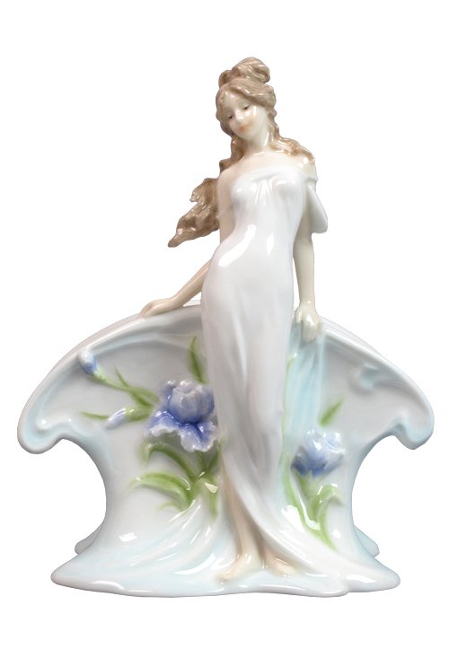 WOMAN & BLUE IRIS NAPKIN HOLDER: Woman & Blue Iris Napkin Holder - Material - Fine Porcelain - Size - (h) 7 1/4
