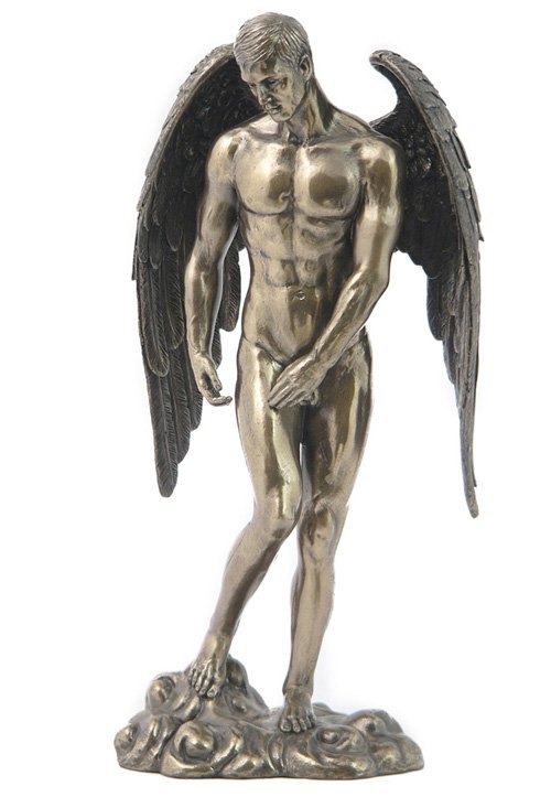WINGED NUDE MALE STANDING - BRONZE: Winged Nude Male Standing - Material - Cold Cast Bronze - Size - 11 1/4