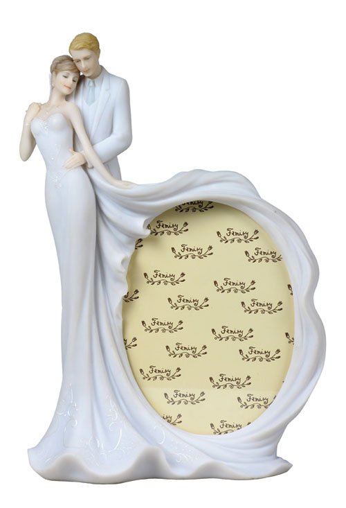 BRIDE & GROOM WEDDING PHOTO FRAME: Bride & Groom Wedding Photo Frame - Material - Poly Stone - Size - (h) 12 5/8
