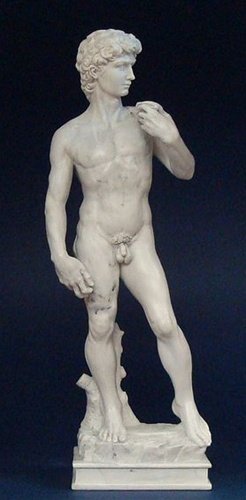 DAVID BY MICHELANGELO, PARASTONE COLLECTION: David By Michelangelo, Parastone Collection - Size: 10.5"h X 3.75"w X 2.5"d Item Type: Michelangelo Statue Material: Resin With Subtle Gray Veins Weight (lbs): 1.4 Drop - Michelangelo's David (1501-15