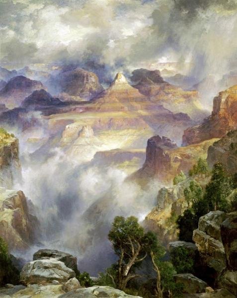 THOMAS MORAN - CANYON MISTS, ZOROASTER PEAK, GRAND: Thomas Moran - Canyon Mists, Zoroaster Peak, Grand Canyon - 12 3/4 X 16 In. - Gallery Stretched The Piece Of Art Is Ready To Hang Or Lean Against A Wall, Or Display On An Easel. - A Giclée Print Is T