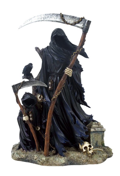 BIG & SMALL GRIM REAPERS: Big & Small Grim Reapers - Material - Poly Stone - Size - (h) 9 1/8