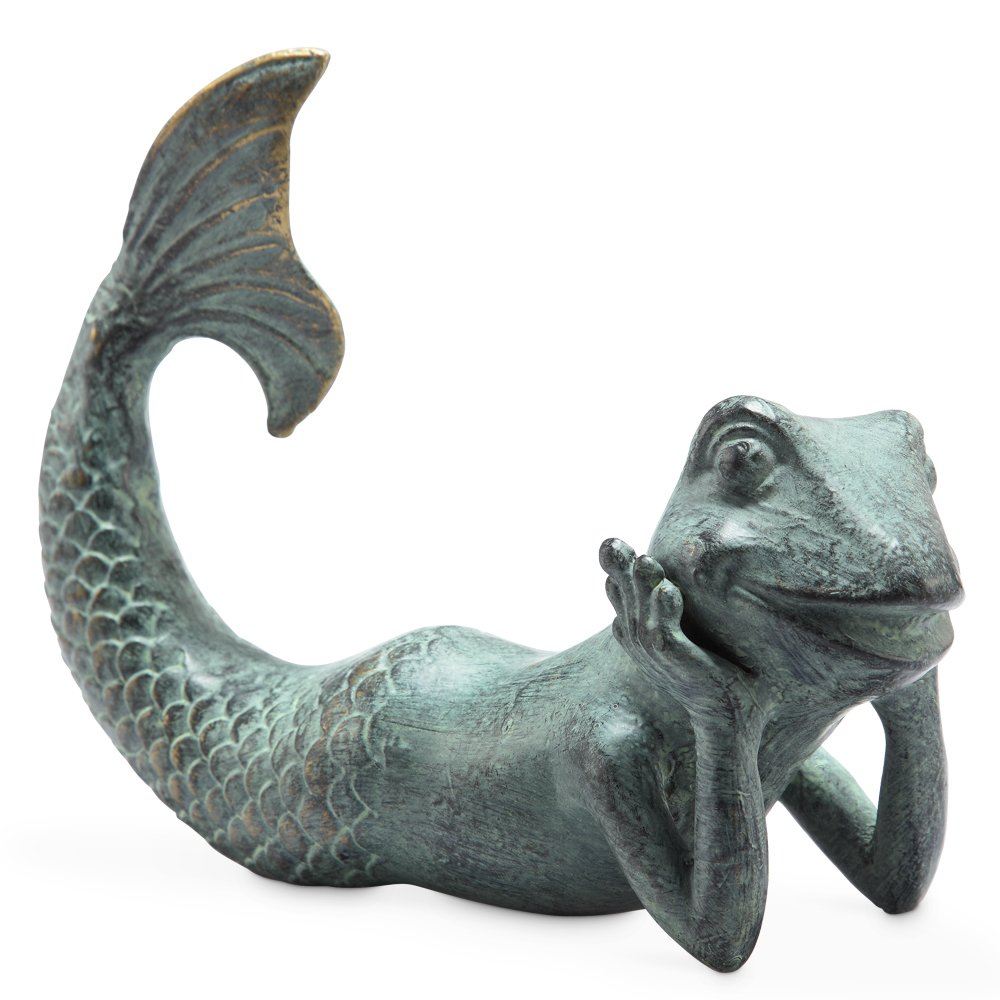 FROG MERMAID SHELF SITTER: Frog Mermaid Shelf Sitter - Weight: 0.75 Lbs - Size: 6"H 8"W 3"D - Material: ALUMINUM